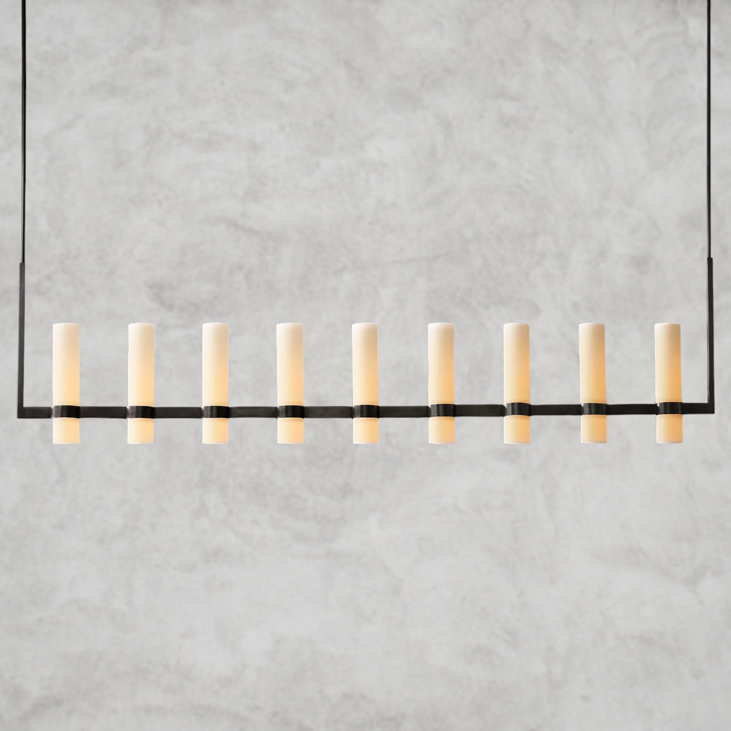 Ravelle Linear Milk Glass Chandelier 59", 71"